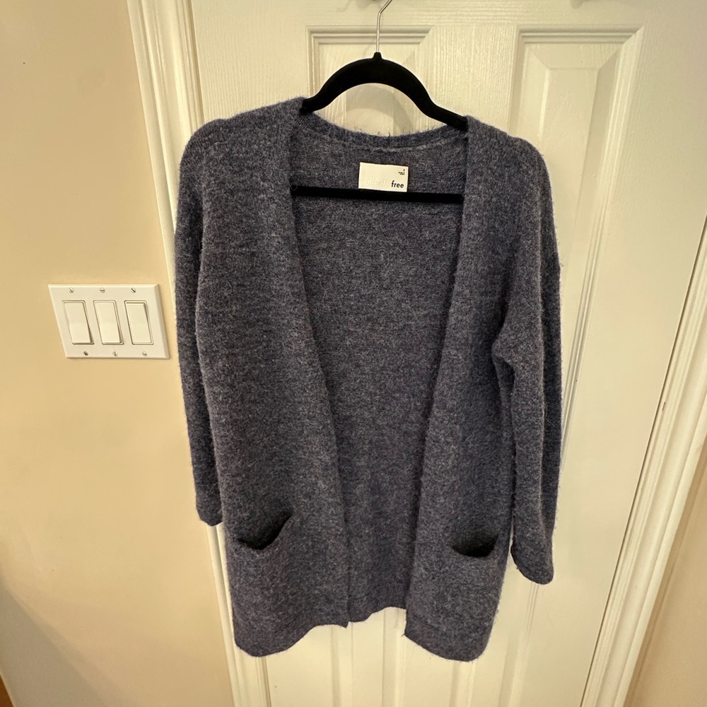 Wilfred Navy Cardigan Sweater Long Open-Front